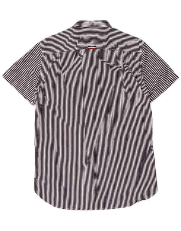 Camisa masculina Superdry de manga curta grande algodão listrado azul