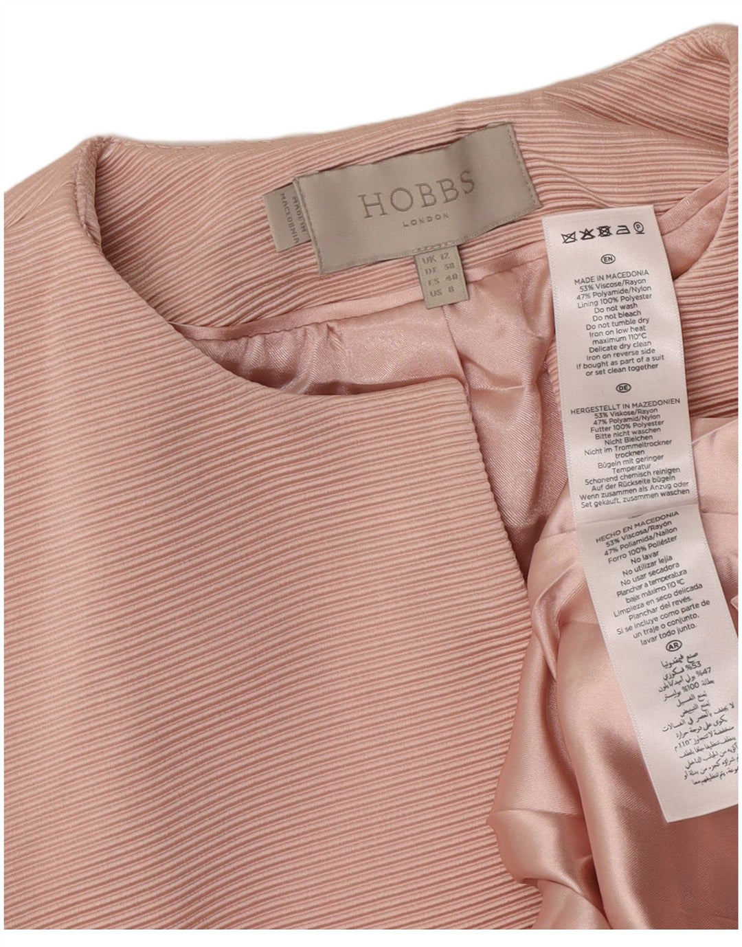 Jaqueta blazer feminina Hobbs Crop Open UK 12 viscose rosa médio