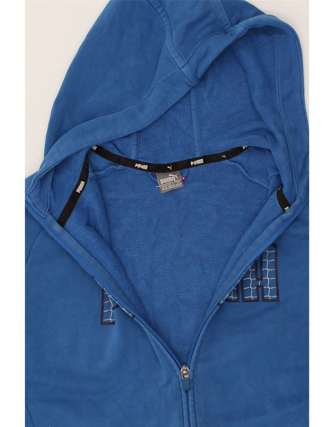 PUMA Boys Graphic Zip Hoodie Sweater 13-14 Years XL Blue Vintage Puma and Second-Hand Puma from Messina Hembry 