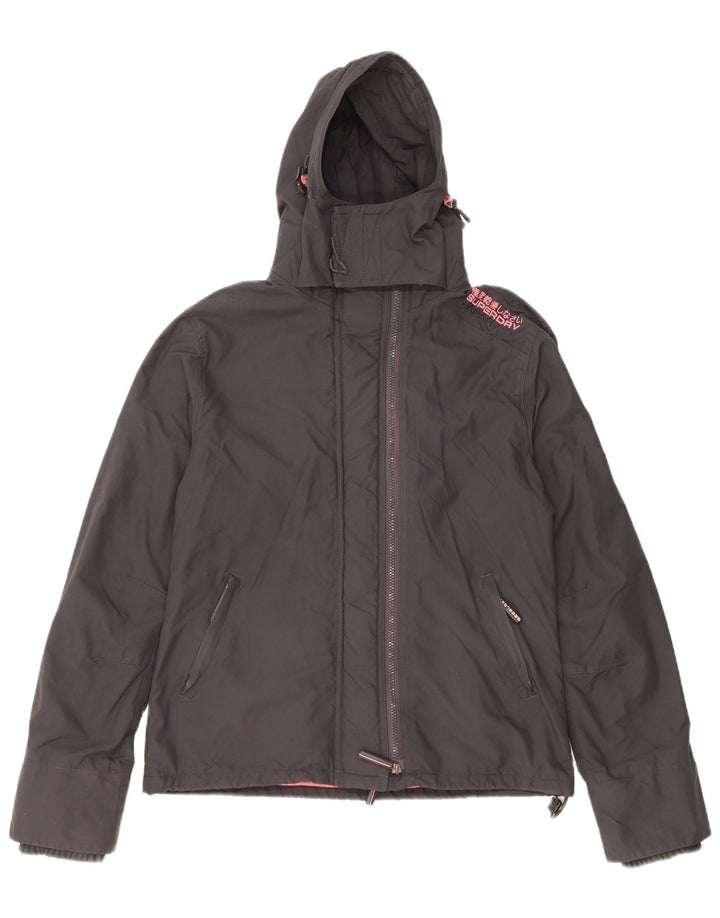 Jaqueta corta-vento feminina Superdry com capuz UK 18 XL cinza nylon