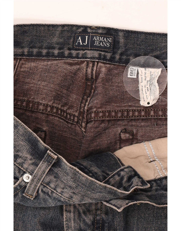 Armani Mens Straight Jeans W38 L33 Azul Algodão