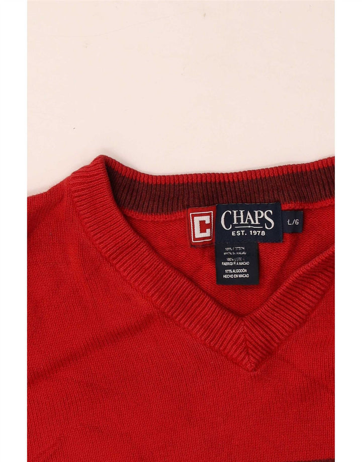 Suéter masculino Chaps com decote em V grande algodão colorido vermelho