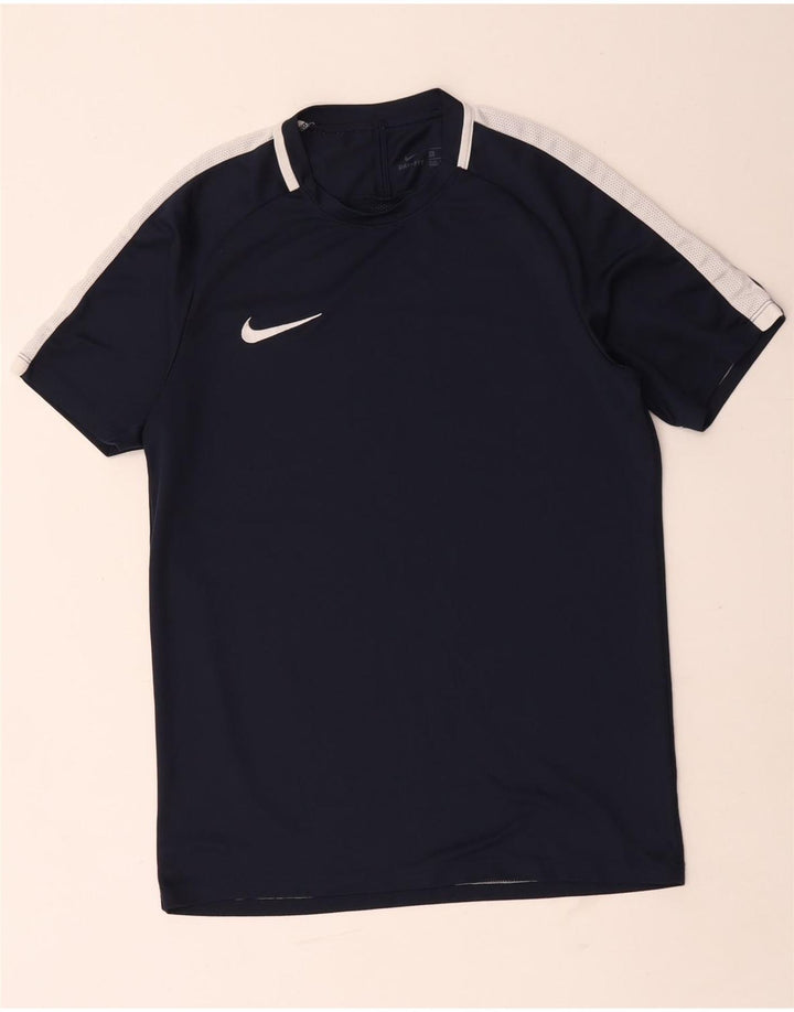 Camiseta masculina Nike Dri Fit Top pequeno bloco colorido azul marinho