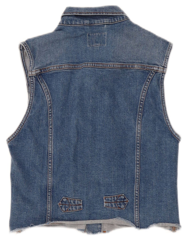 Colete jeans feminino PEPE Jeans cropped UK 12 algodão azul médio