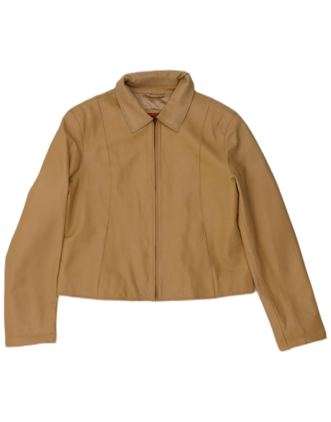 Jaqueta feminina de couro Helium UK 14 couro bege médio