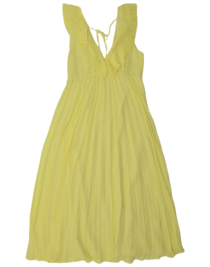 Vestido maxi feminino sem mangas Zara UK 12 amarelo médio