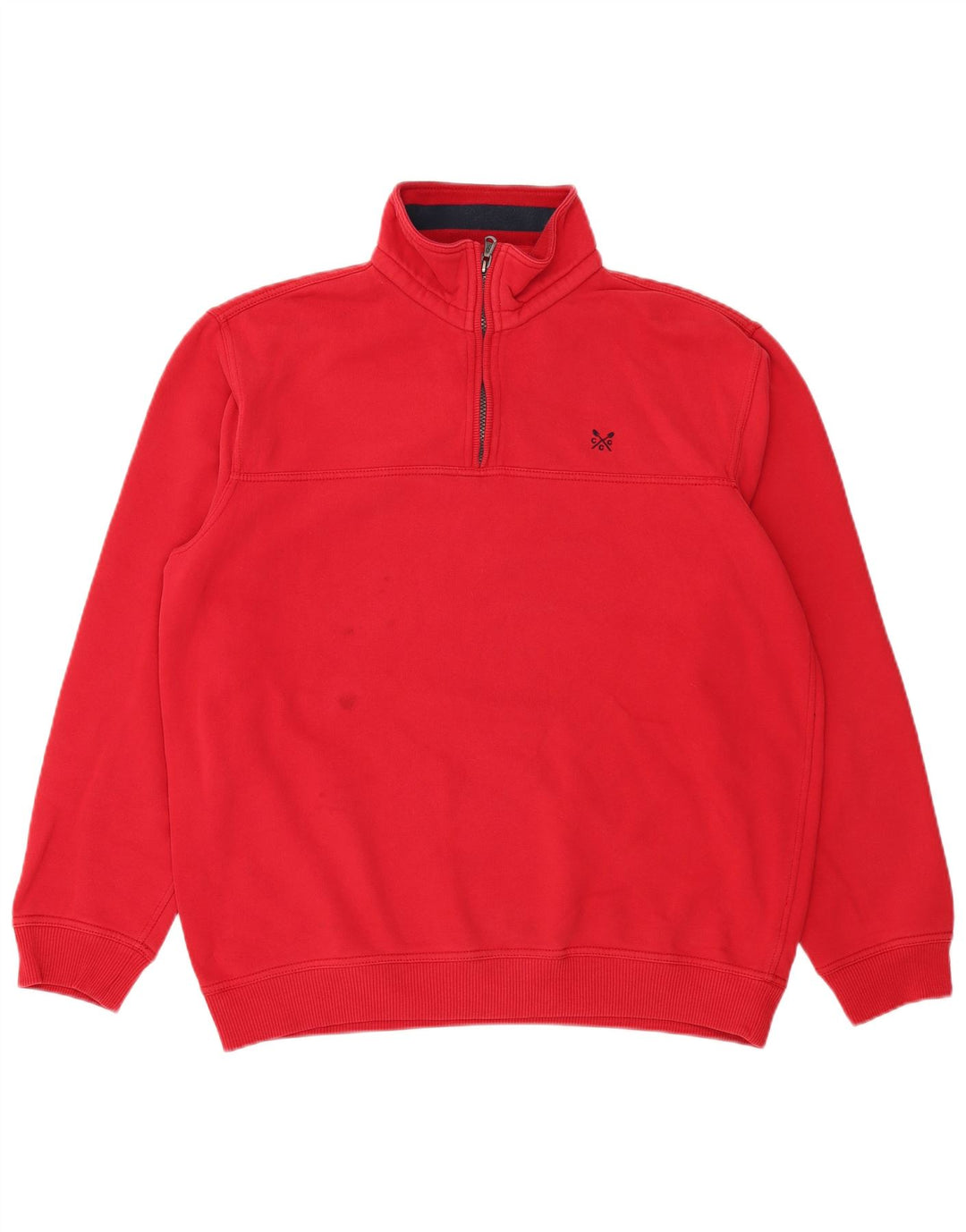CREW CLOTHING Moletom masculino com zíper e gola alta de algodão vermelho