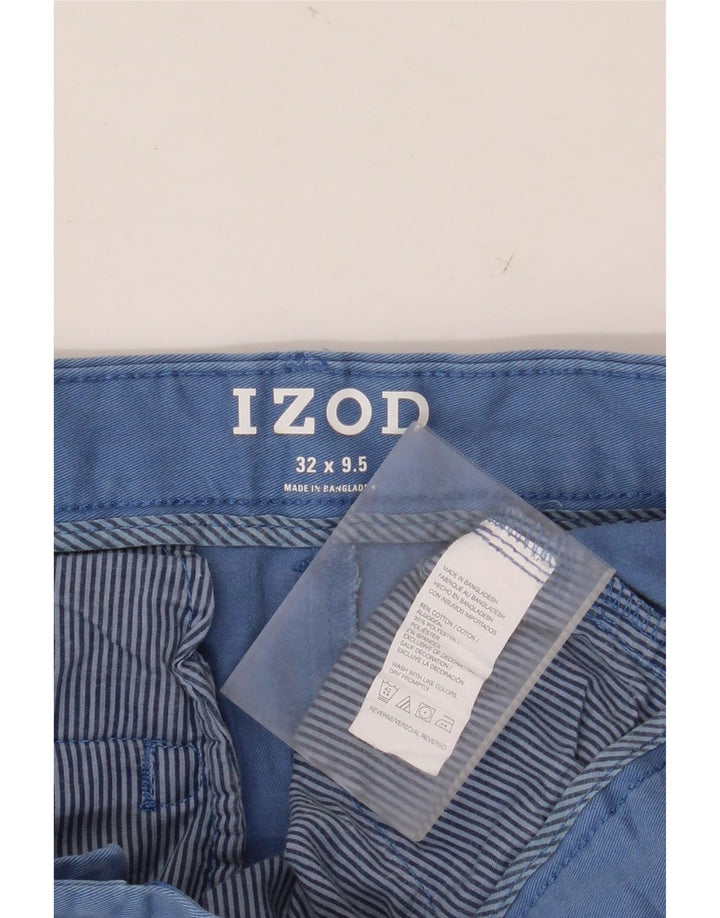 IZOD Mens Chino Shorts W32 Algodão Azul Médio