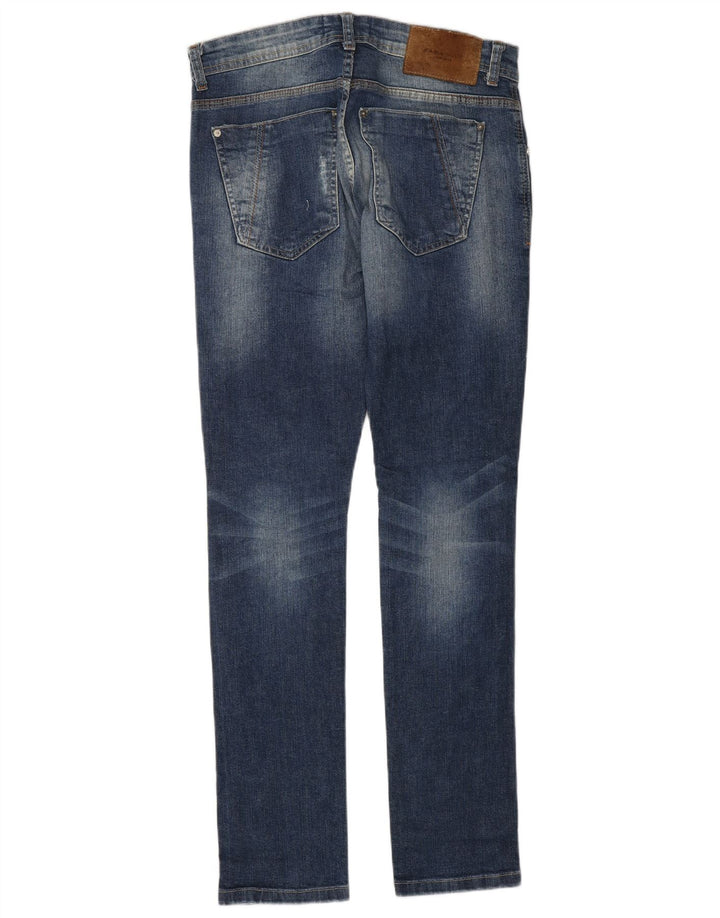 ZARA Mens Jeans Slim Distressed EU 38 Pequeno W30 L32 Azul