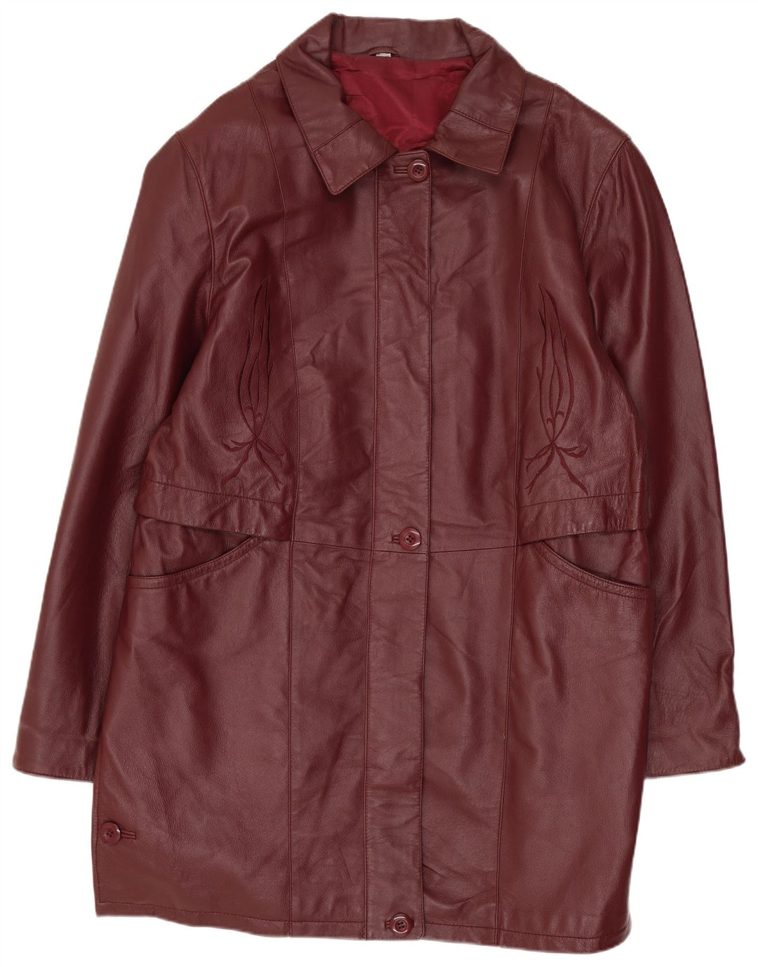 Casaco de couro feminino vintage IT 48 XL couro marrom