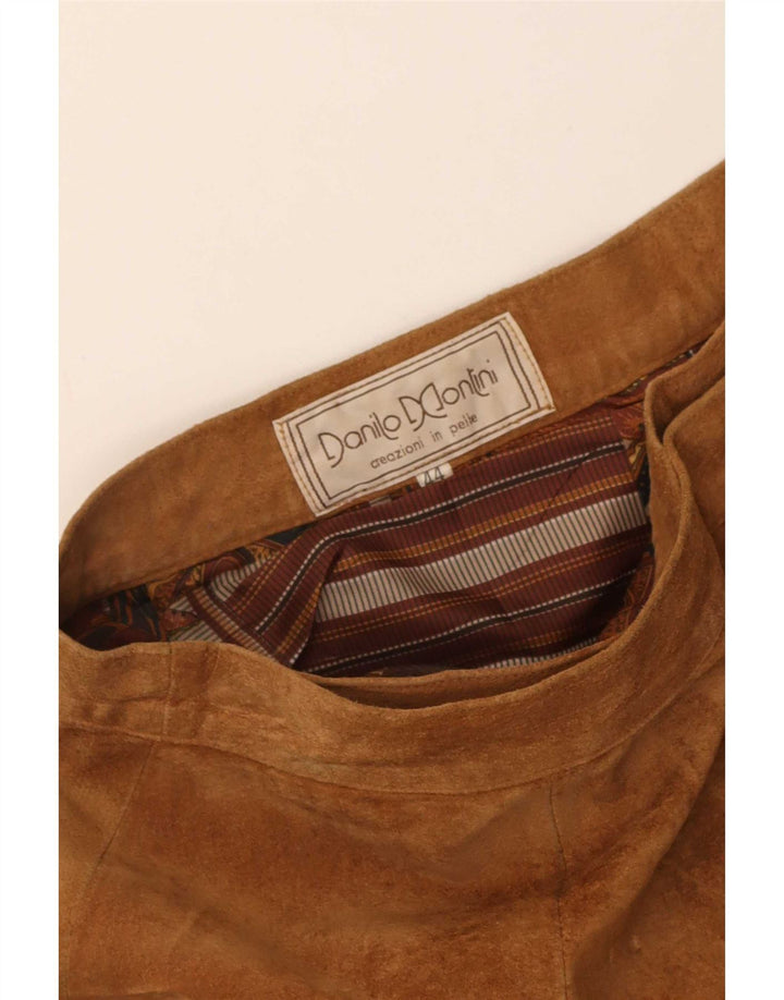 Saia feminina vintage de camurça IT 44 médio W28 couro marrom