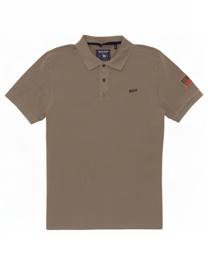 Camisa polo masculina Woolrich pequena cinza algodão