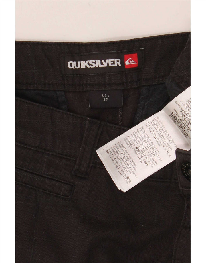 Shorts cargo masculino Quiksilver W29 pequeno algodão xadrez preto