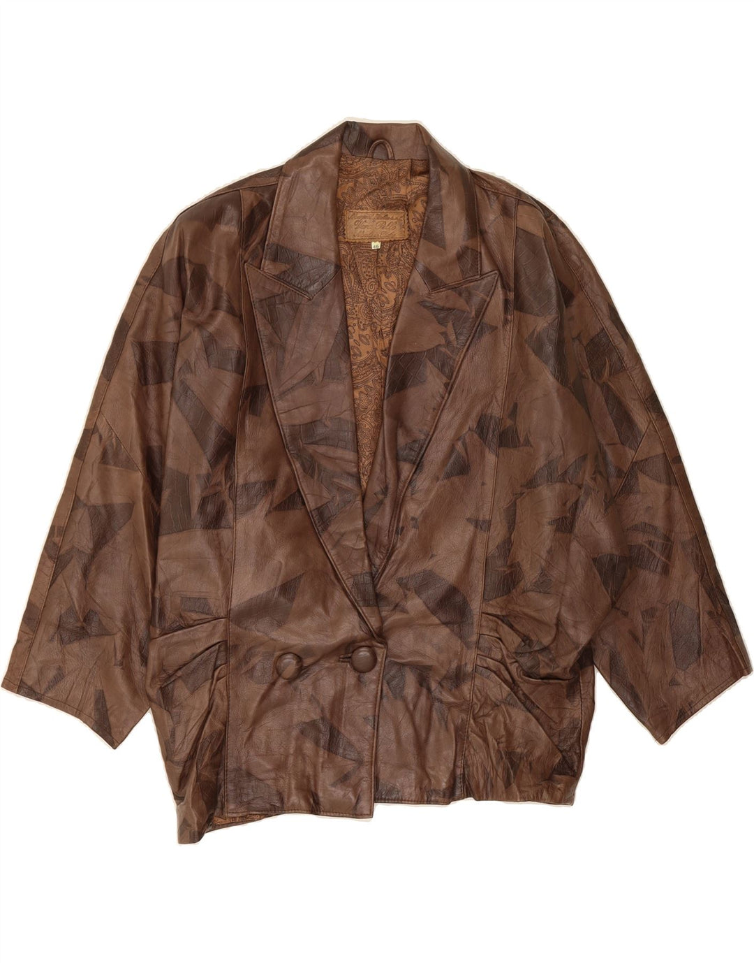 VINTAGE Womens Leather Jacket IT 46 Large Brown Patchwork Leather Vintage Vintage and Second-Hand Vintage from Messina Hembry 