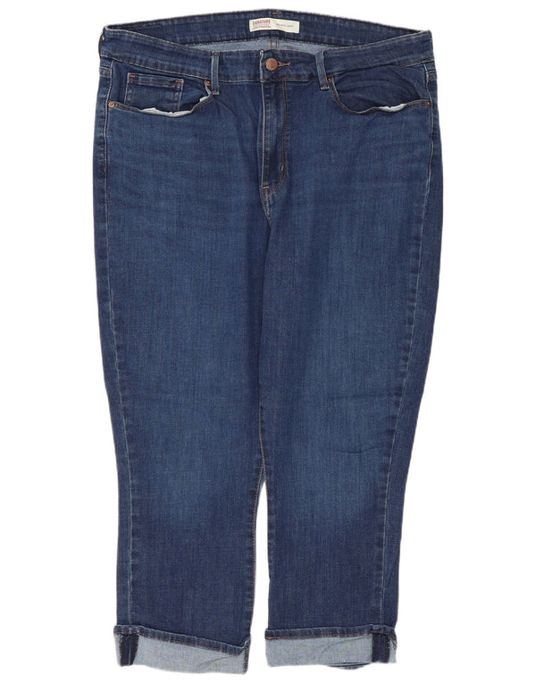 Calça jeans feminina Levi's cintura alta cintura média capri US 16 2XL W36 L21 algodão azul