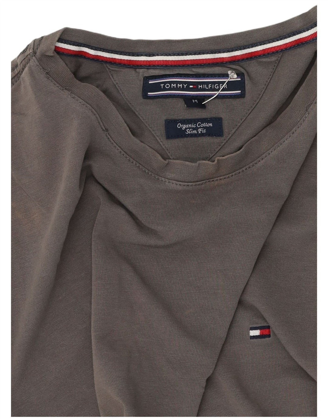 Tommy Hilfiger Mens Slim Fit Camiseta Top Médio Algodão Cinza