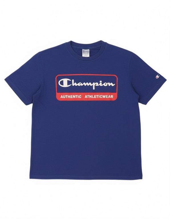 Camiseta gráfica masculina Champion pequena azul marinho