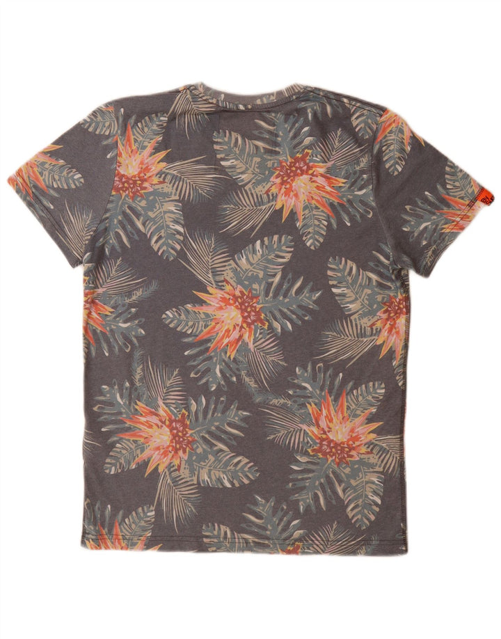 Camiseta masculina Superdry com estampa gráfica grande poliéster floral cinza