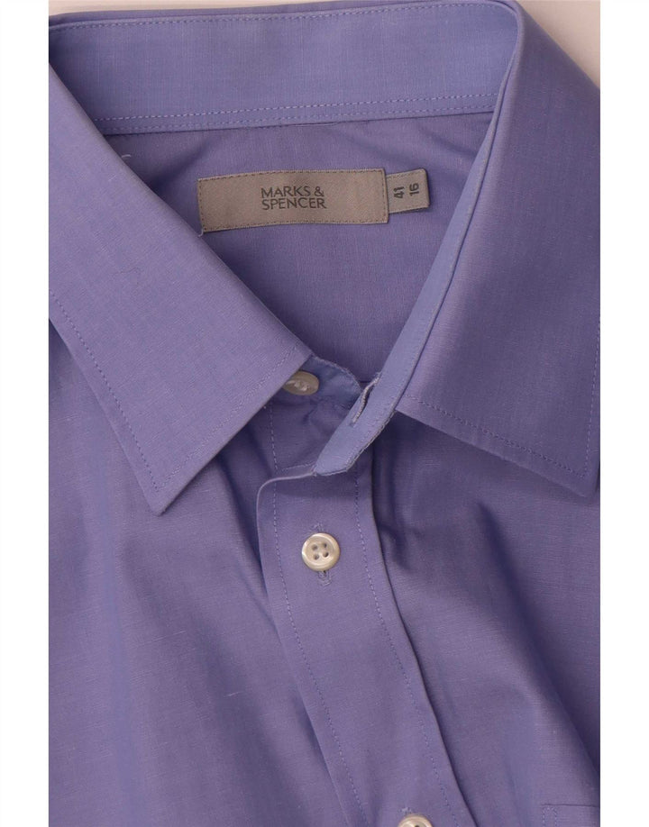 Camisa masculina Marks & Spencer tamanho 41 16 grande azul algodão clássico
