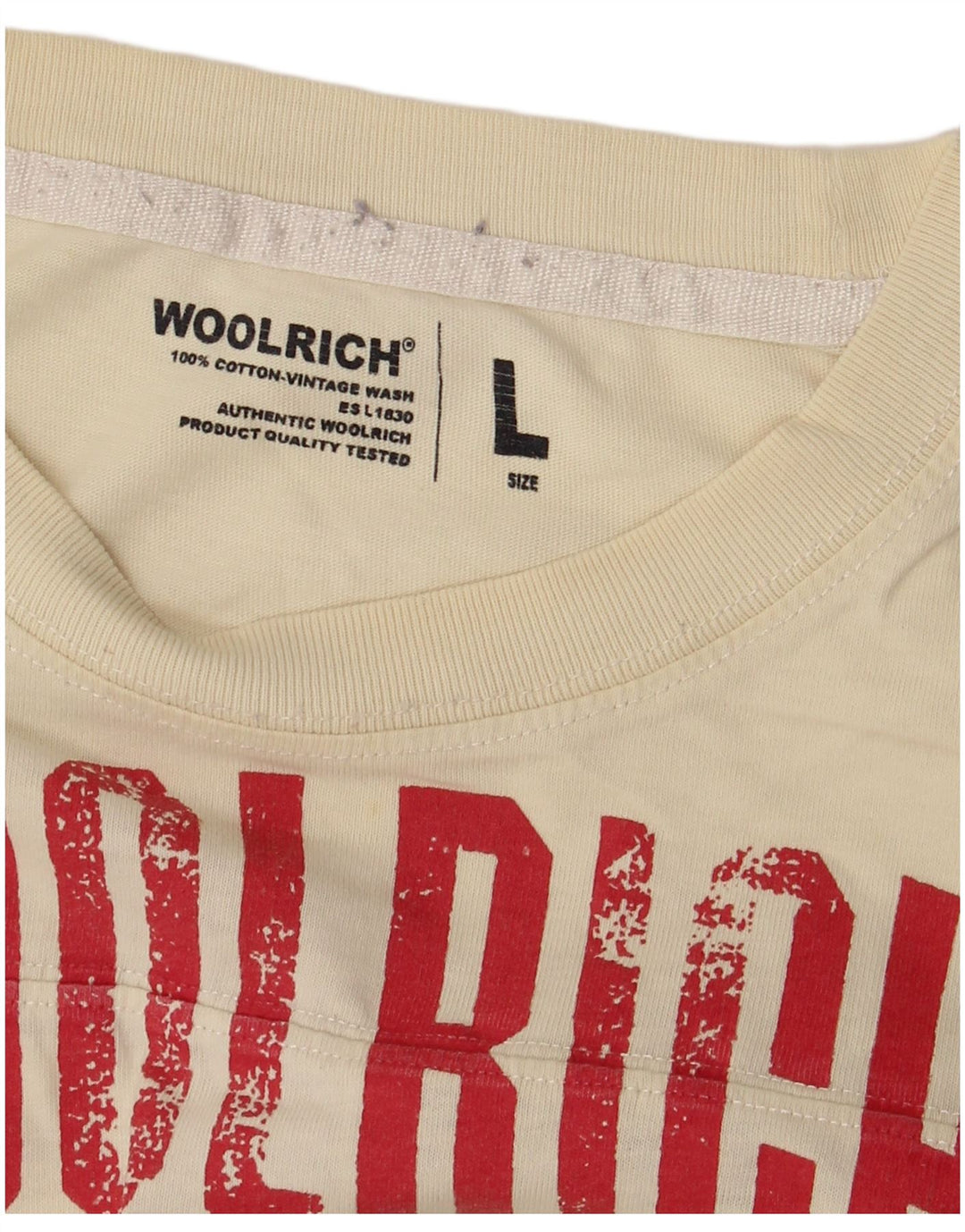 Woolrich masculino gráfico top manga comprida grande algodão bege