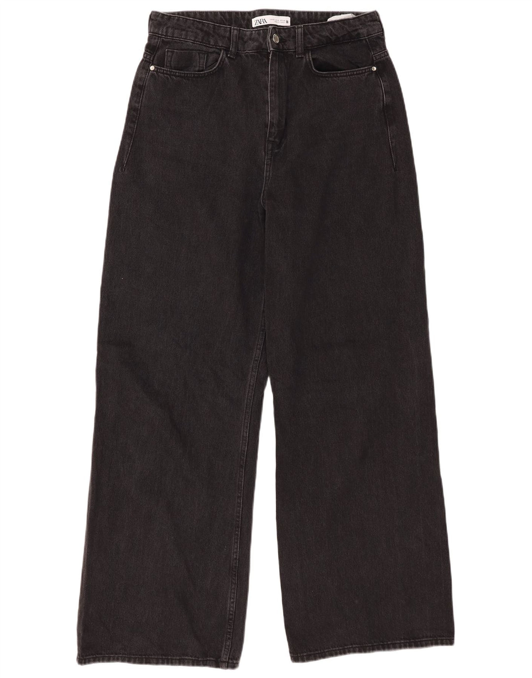 Zara Jeans feminino de perna larga EU 40 médio W30 L31 preto