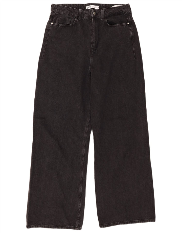 Zara Jeans feminino de perna larga EU 40 médio W30 L31 preto