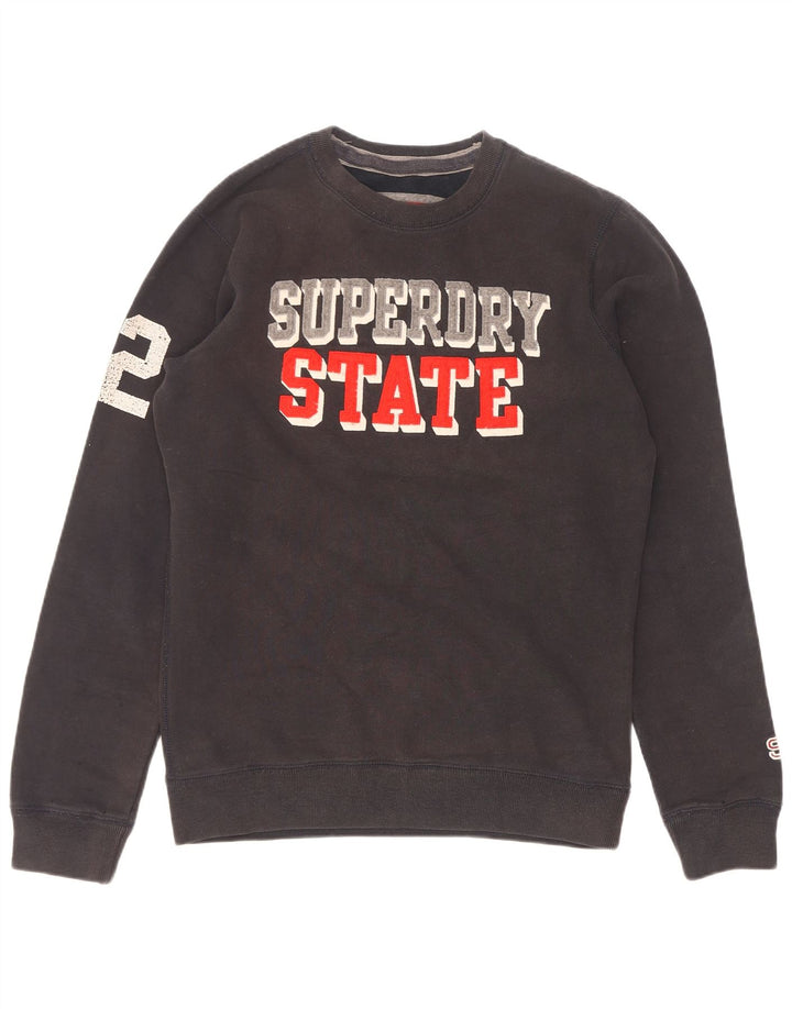 Superdry moletom gráfico masculino jumper pequeno algodão preto