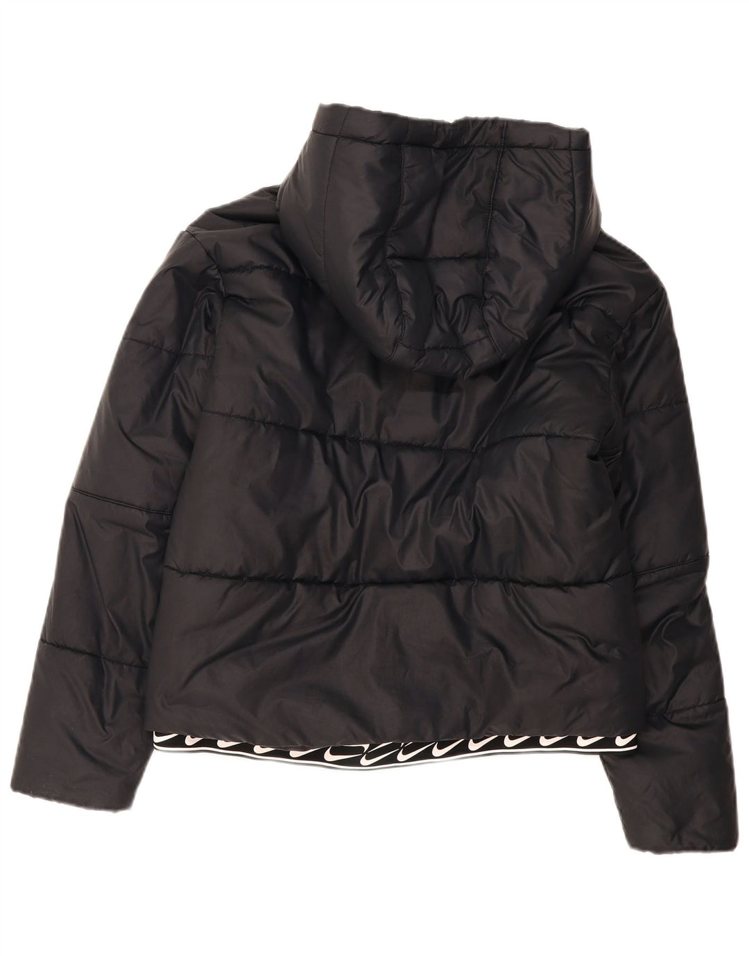 Jaqueta acolchoada com capuz feminina Nike UK 14 poliéster preto médio