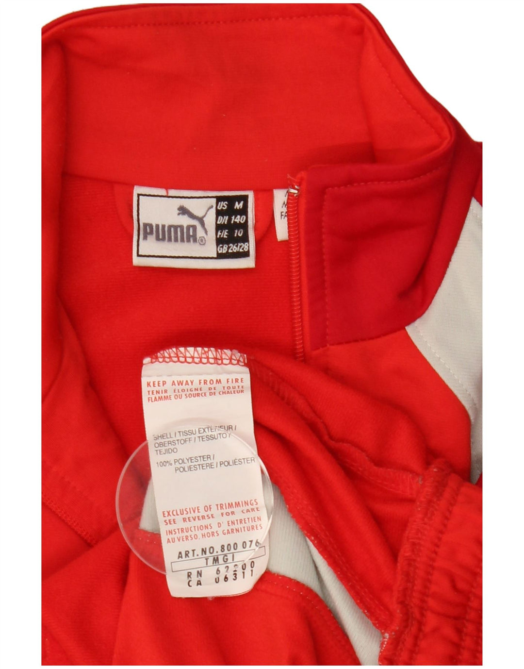 PUMA Boys Tracksuit Top Jacket 9-10 Anos Vermelho Colorblock Poliéster