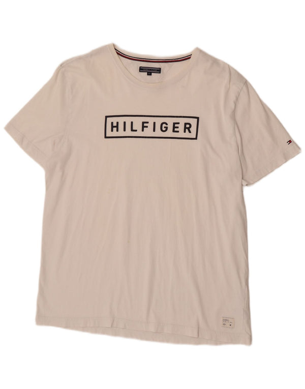Camiseta masculina Tommy Hilfiger Regular Fit gráfica top 2XL algodão branco