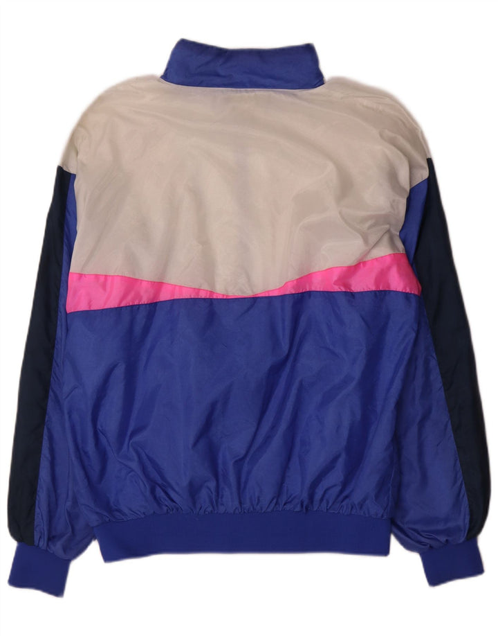 Frank Shorter Jaqueta masculina de agasalho grande azul colorblock nylon