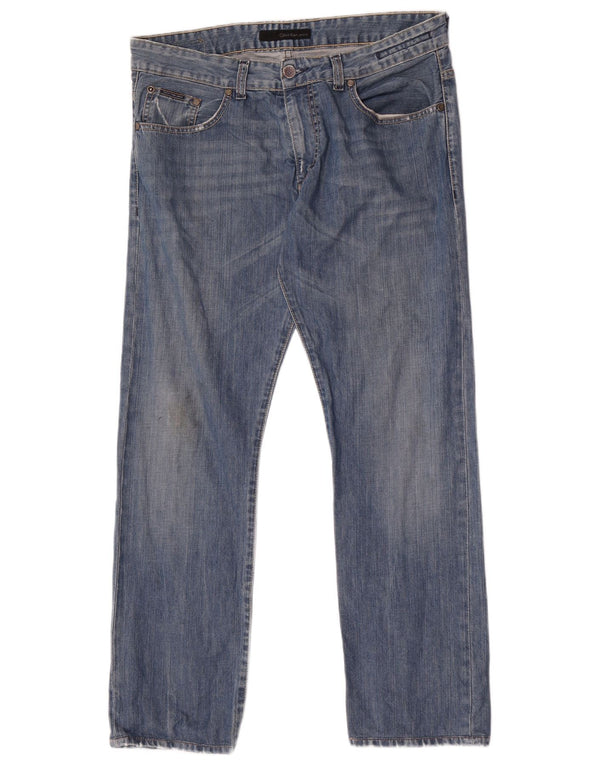 Calça jeans reta masculina Calvin Klein W32 L30 azul algodão