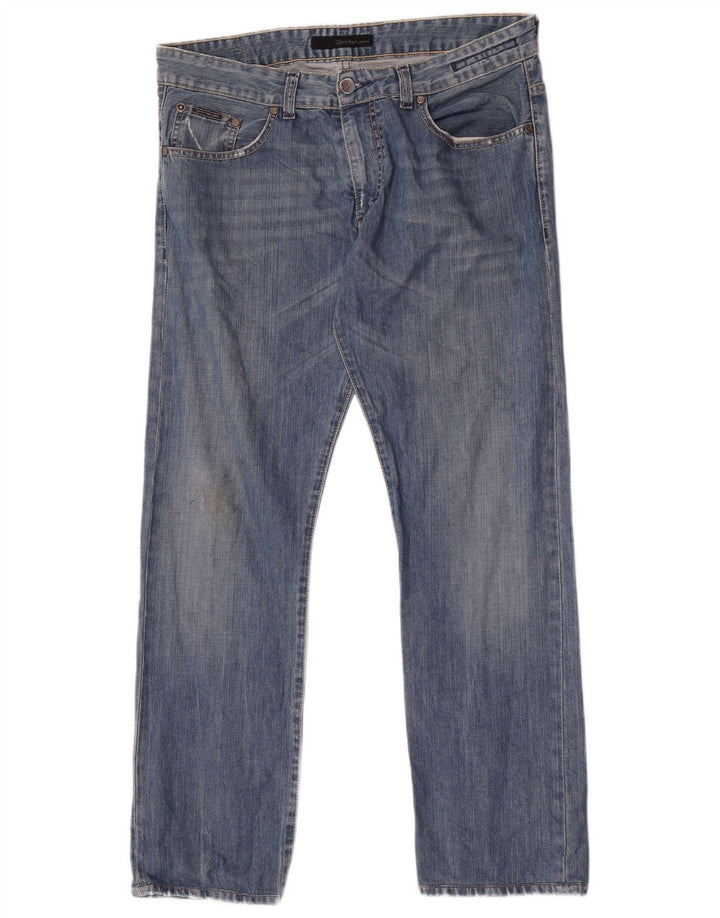 Calça jeans reta masculina Calvin Klein W32 L30 azul algodão