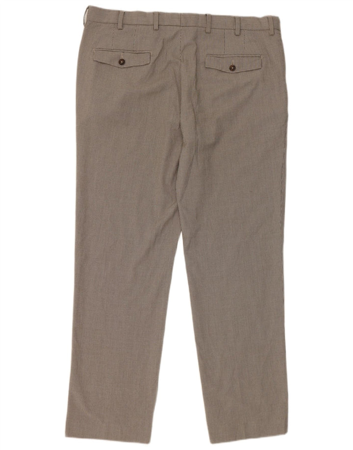 Calça masculina de terno reto Marks & Spencer W38 L31 cinza Houndstooth