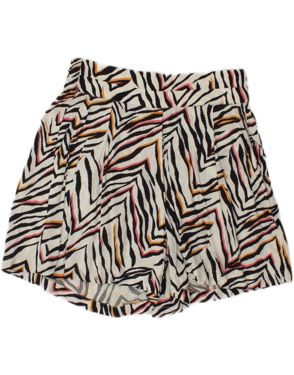 Shorts casuais femininos Marks & Spencer Reino Unido 8 pequeno W28 branco estampa animal