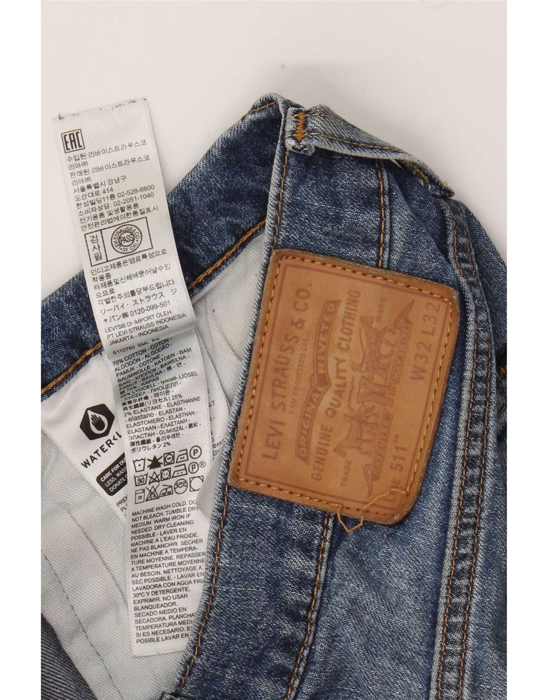 Levi's Masculino 511 Slim Jeans W32 L32 Azul Algodão