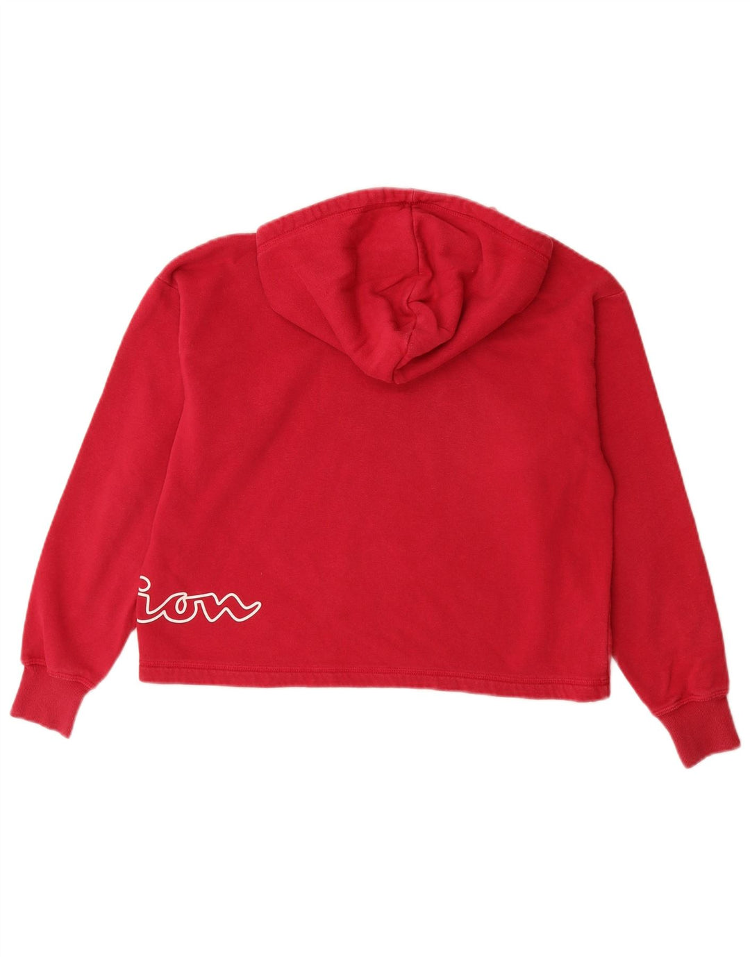 Jumper feminino com capuz estampado de grandes dimensões da Champion Reino Unido 10 pequeno vermelho