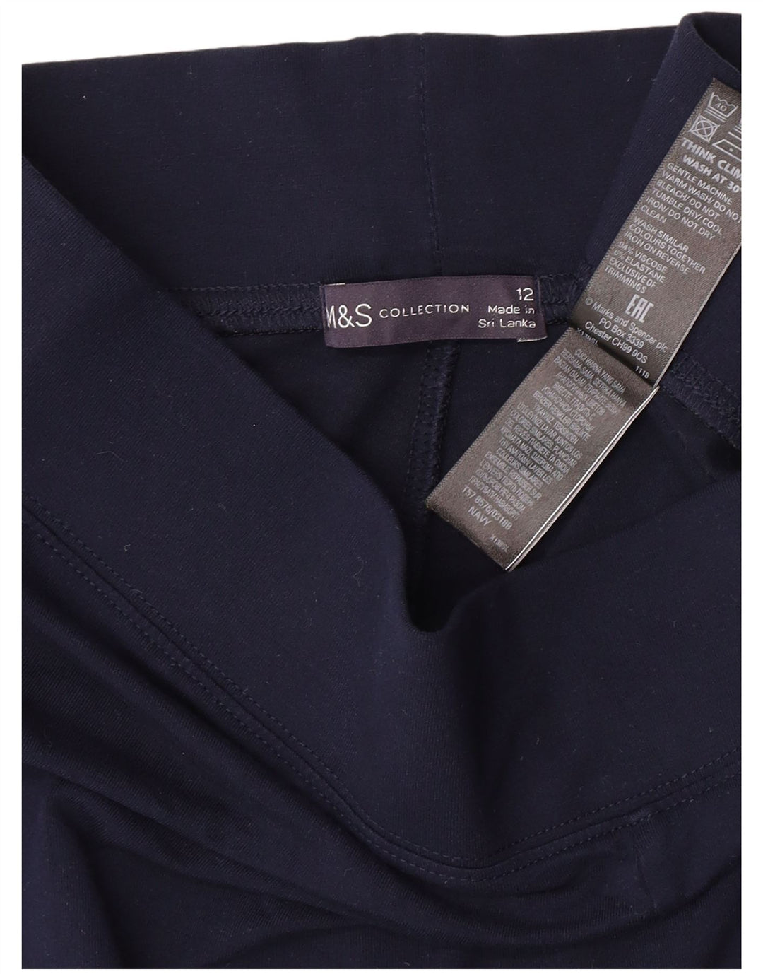 Leggings femininos Marks & Spencer Reino Unido 12 viscose azul marinho médio