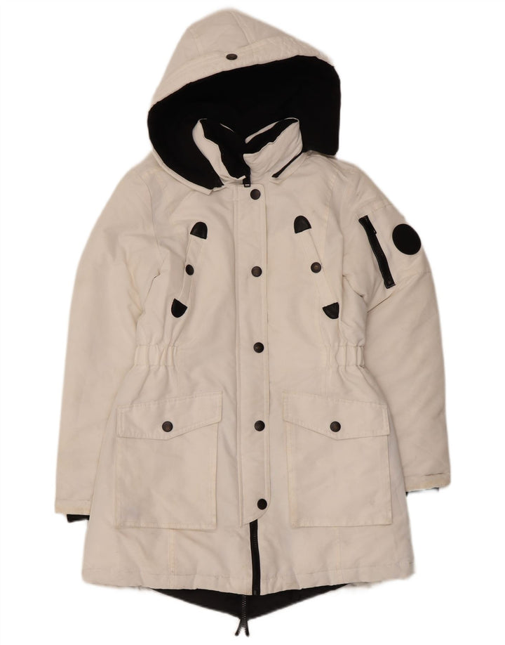 Jaqueta Parka com capuz feminina Diesel UK 10 poliéster branco pequeno