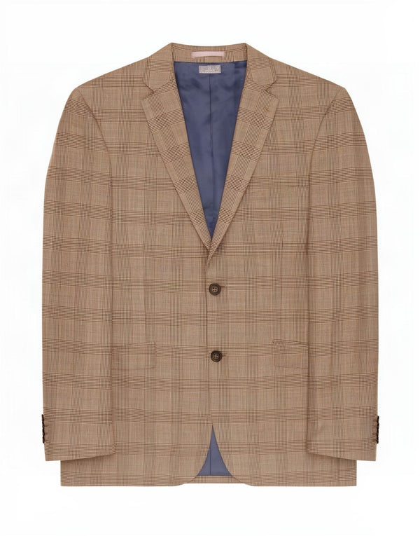 Jaqueta blazer masculina de 2 botões Marks & Spencer Reino Unido 40 xadrez bege médio