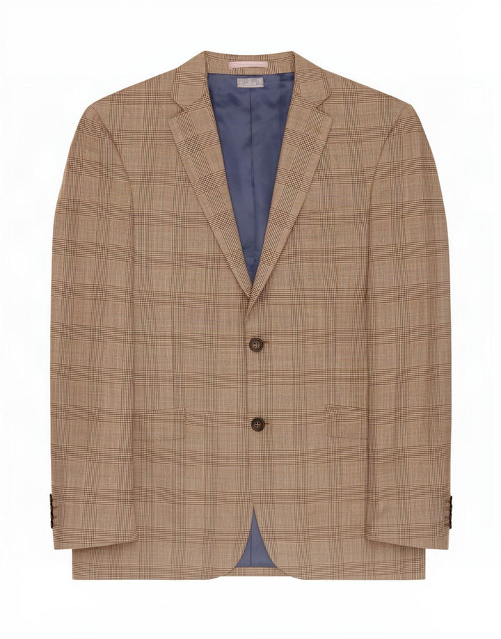 Jaqueta blazer masculina de 2 botões Marks & Spencer Reino Unido 40 xadrez bege médio