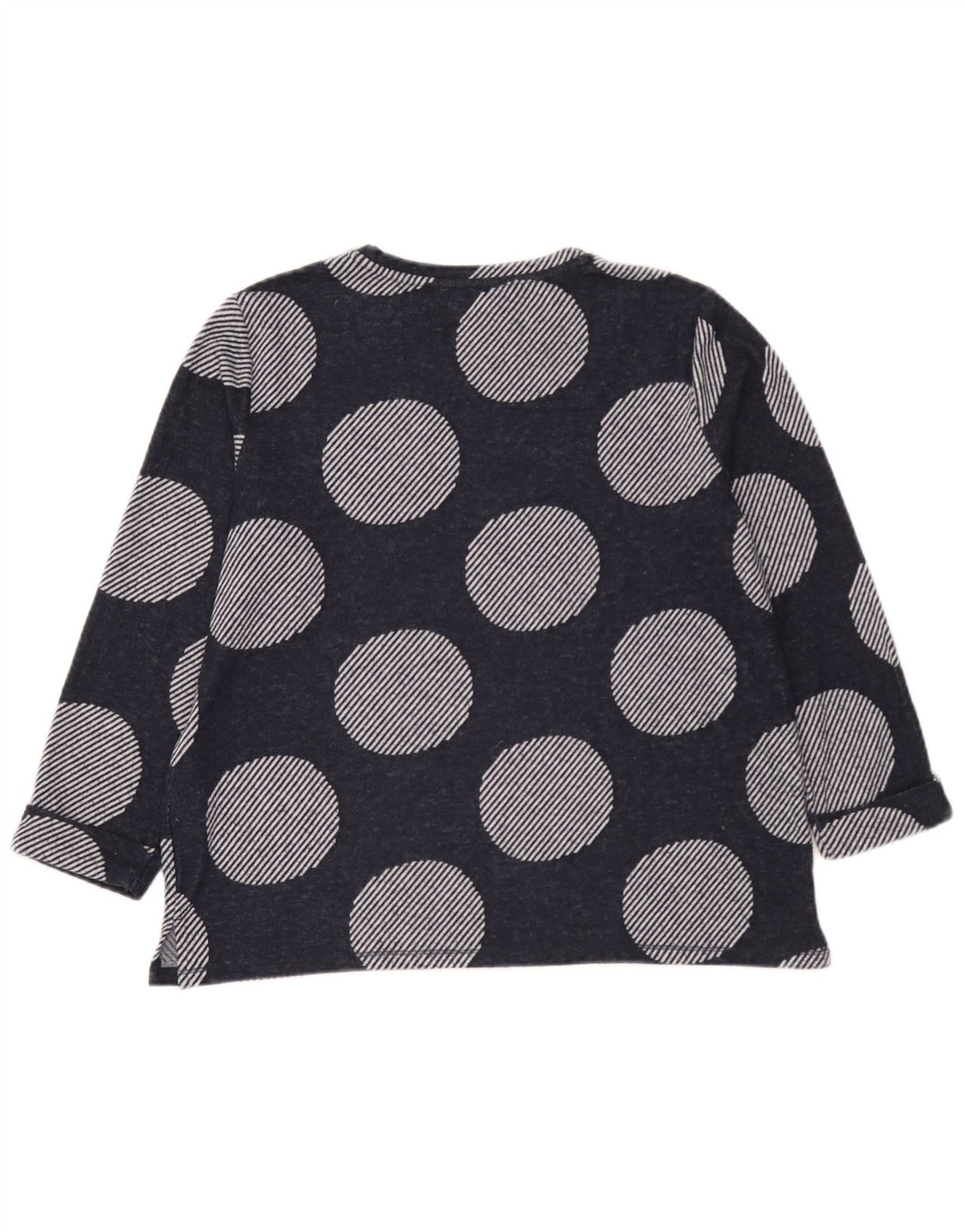 Top feminino Marks & Spencer manga 3/4 UK 14 grande bolinha azul marinho