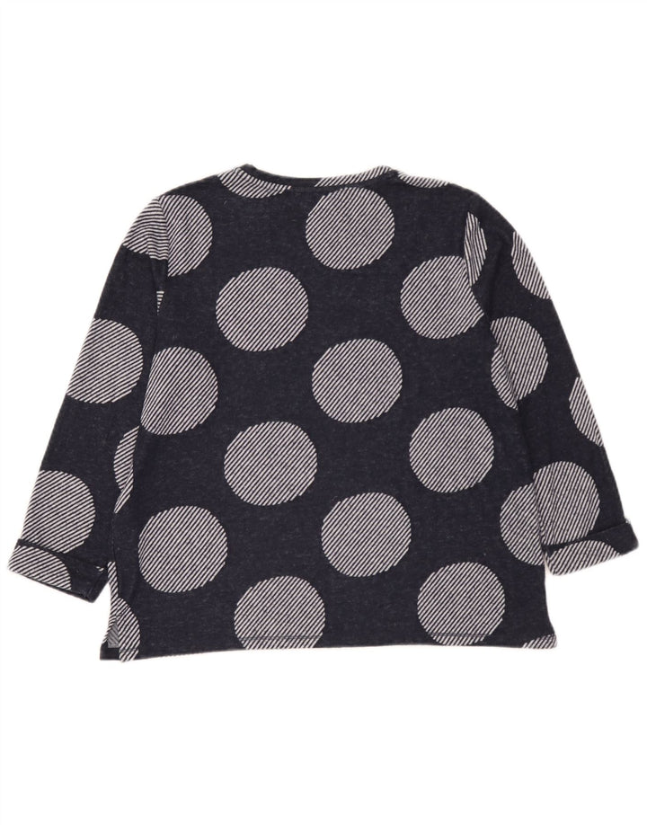 Top feminino Marks & Spencer manga 3/4 UK 14 grande bolinha azul marinho