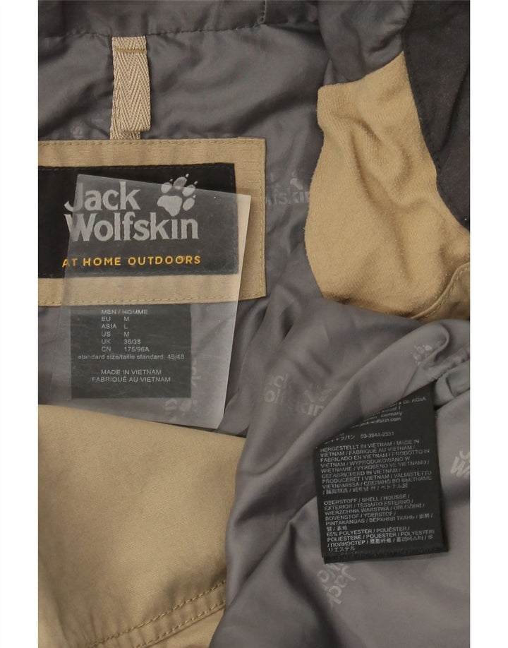 Jaqueta corta-vento masculina Jack Wolfskin Reino Unido 36/38 bloco colorido bege médio
