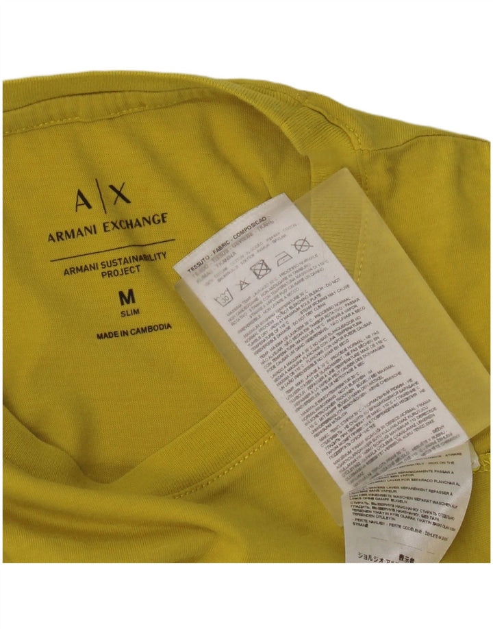 Camiseta masculina Armani Slim Fit com estampa gráfica de algodão amarelo médio