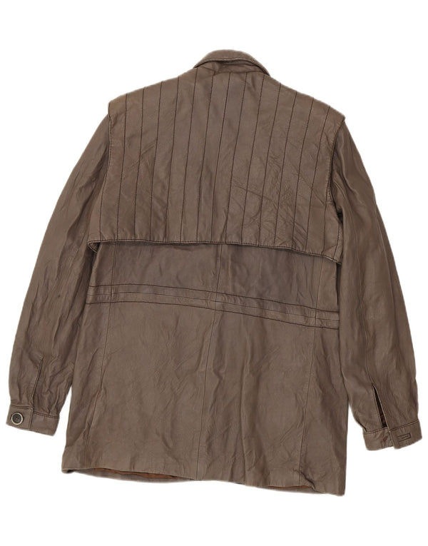 Jaqueta de couro feminina vintage IT 48 XL marrom