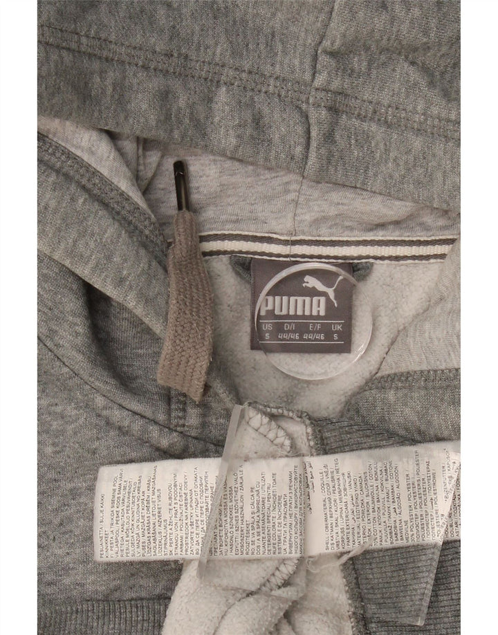 Suéter PUMA masculino com capuz e zíper gráfico pequeno algodão cinza