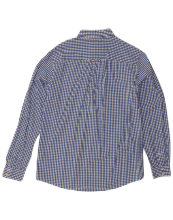 Crew Clothing Mens Classic Fit Camisa Pequena Azul Gingham Algodão