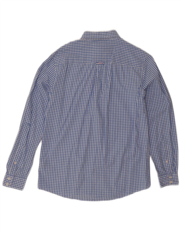 Crew Clothing Mens Classic Fit Camisa Pequena Azul Gingham Algodão