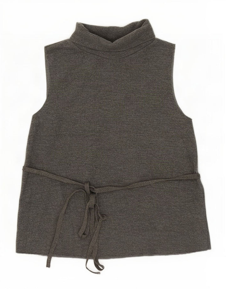 Colete feminino Zara UK 14 grande algodão cáqui